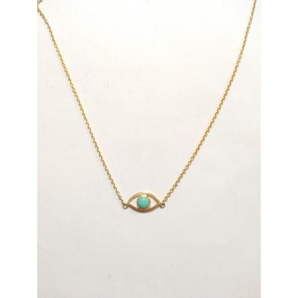 Pura Vida Pendant Necklace Turquoise Evil Eye Dainty Gold Tone 18" Long - Picture 3 of 10